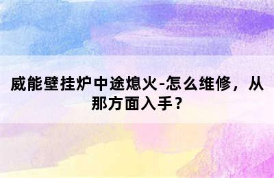 威能壁挂炉中途熄火-怎么维修，从那方面入手？