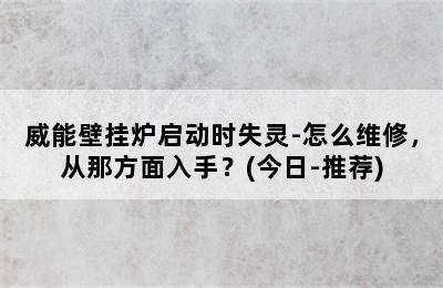 威能壁挂炉启动时失灵-怎么维修，从那方面入手？(今日-推荐)