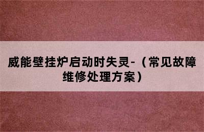 威能壁挂炉启动时失灵-（常见故障维修处理方案）