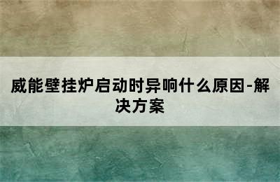 威能壁挂炉启动时异响什么原因-解决方案