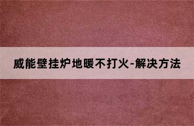 威能壁挂炉地暖不打火-解决方法