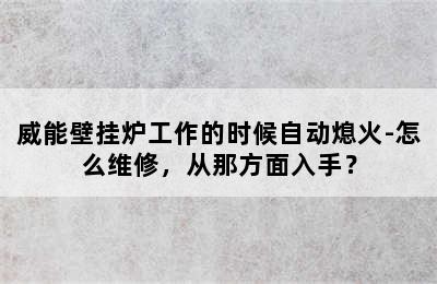 威能壁挂炉工作的时候自动熄火-怎么维修，从那方面入手？