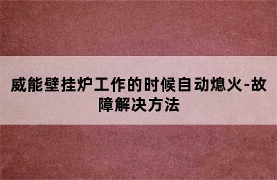 威能壁挂炉工作的时候自动熄火-故障解决方法