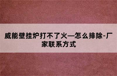 威能壁挂炉打不了火—怎么排除-厂家联系方式