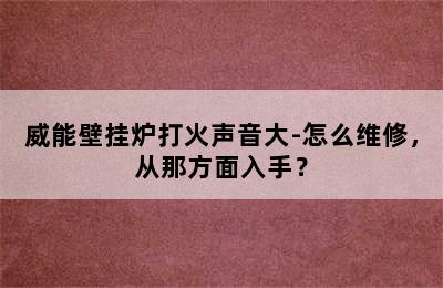 威能壁挂炉打火声音大-怎么维修，从那方面入手？