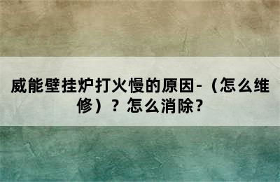 威能壁挂炉打火慢的原因-（怎么维修）？怎么消除？