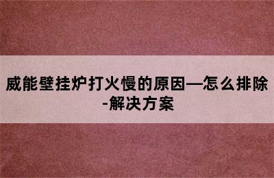 威能壁挂炉打火慢的原因—怎么排除-解决方案