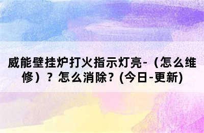 威能壁挂炉打火指示灯亮-（怎么维修）？怎么消除？(今日-更新)