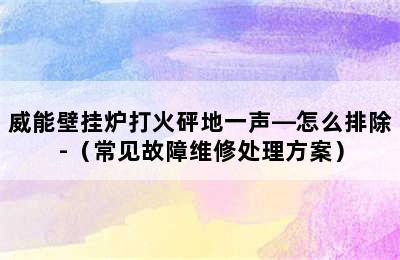 威能壁挂炉打火砰地一声—怎么排除-（常见故障维修处理方案）