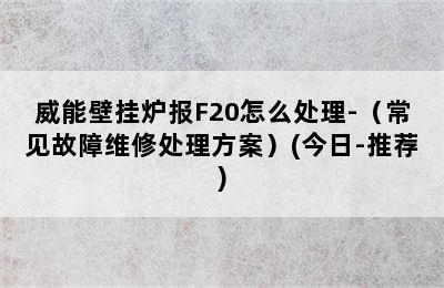 威能壁挂炉报F20怎么处理-（常见故障维修处理方案）(今日-推荐)