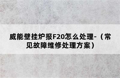 威能壁挂炉报F20怎么处理-（常见故障维修处理方案）