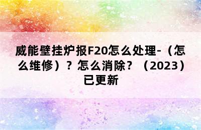 威能壁挂炉报F20怎么处理-（怎么维修）？怎么消除？（2023）已更新