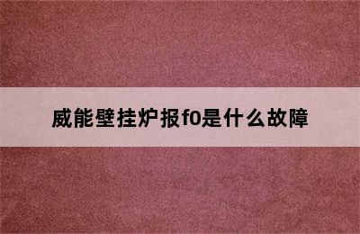 威能壁挂炉报f0是什么故障