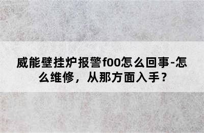 威能壁挂炉报警f00怎么回事-怎么维修，从那方面入手？