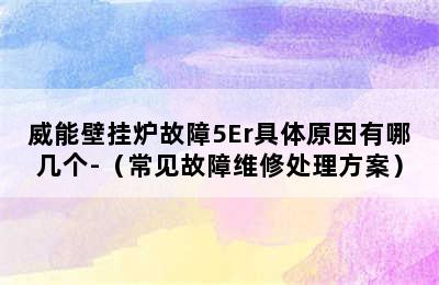 威能壁挂炉故障5Er具体原因有哪几个-（常见故障维修处理方案）