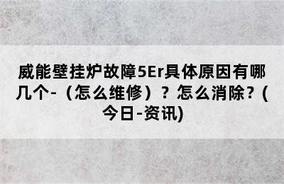 威能壁挂炉故障5Er具体原因有哪几个-（怎么维修）？怎么消除？(今日-资讯)