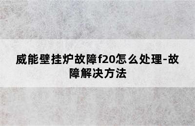 威能壁挂炉故障f20怎么处理-故障解决方法