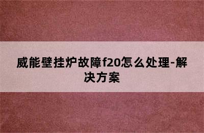 威能壁挂炉故障f20怎么处理-解决方案