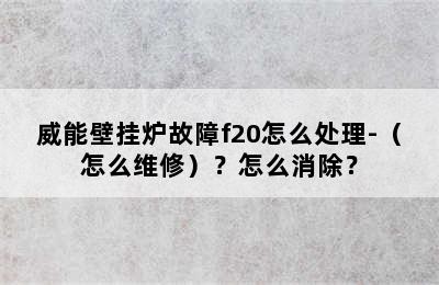 威能壁挂炉故障f20怎么处理-（怎么维修）？怎么消除？