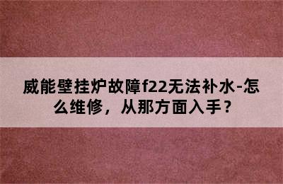 威能壁挂炉故障f22无法补水-怎么维修，从那方面入手？