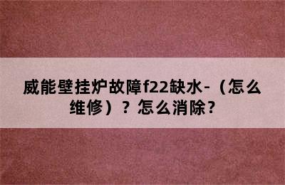 威能壁挂炉故障f22缺水-（怎么维修）？怎么消除？