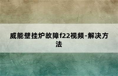 威能壁挂炉故障f22视频-解决方法