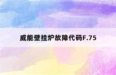 威能壁挂炉故障代码F.75