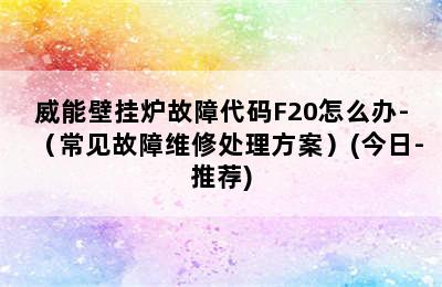 威能壁挂炉故障代码F20怎么办-（常见故障维修处理方案）(今日-推荐)