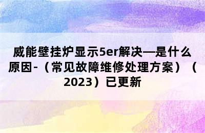 威能壁挂炉显示5er解决—是什么原因-（常见故障维修处理方案）（2023）已更新