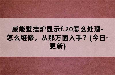 威能壁挂炉显示f.20怎么处理-怎么维修，从那方面入手？(今日-更新)