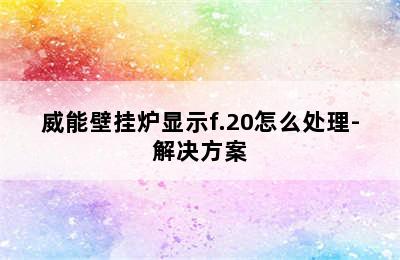 威能壁挂炉显示f.20怎么处理-解决方案