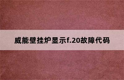 威能壁挂炉显示f.20故障代码