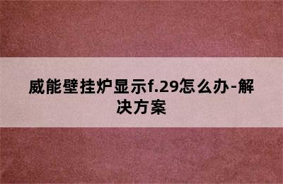 威能壁挂炉显示f.29怎么办-解决方案