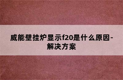 威能壁挂炉显示f20是什么原因-解决方案