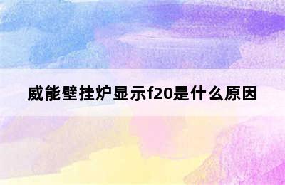 威能壁挂炉显示f20是什么原因