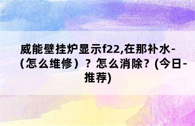 威能壁挂炉显示f22,在那补水-（怎么维修）？怎么消除？(今日-推荐)