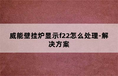 威能壁挂炉显示f22怎么处理-解决方案