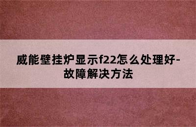 威能壁挂炉显示f22怎么处理好-故障解决方法