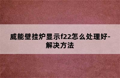 威能壁挂炉显示f22怎么处理好-解决方法