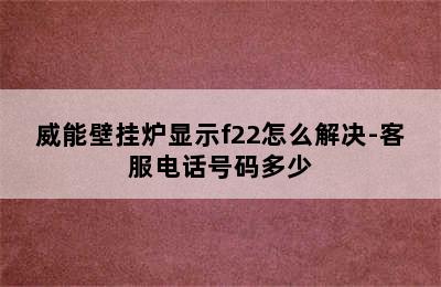 威能壁挂炉显示f22怎么解决-客服电话号码多少