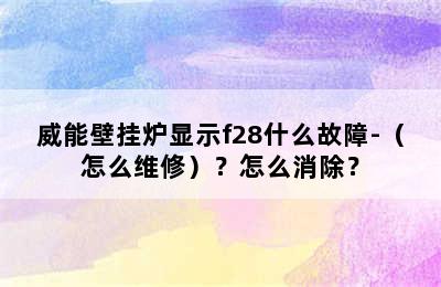 威能壁挂炉显示f28什么故障-（怎么维修）？怎么消除？