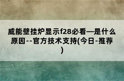 威能壁挂炉显示f28必看—是什么原因--官方技术支持(今日-推荐)