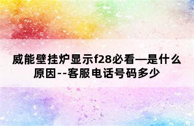 威能壁挂炉显示f28必看—是什么原因--客服电话号码多少