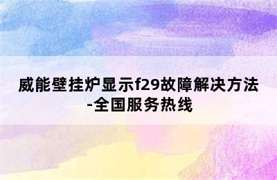 威能壁挂炉显示f29故障解决方法-全国服务热线