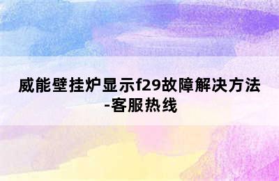 威能壁挂炉显示f29故障解决方法-客服热线