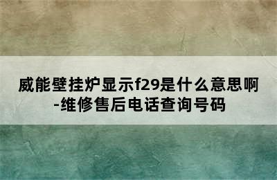 威能壁挂炉显示f29是什么意思啊-维修售后电话查询号码