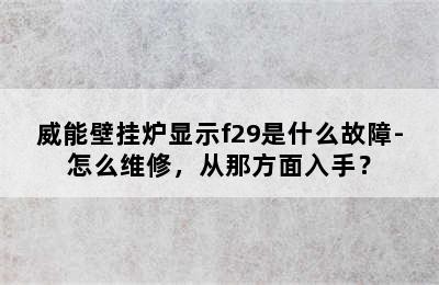 威能壁挂炉显示f29是什么故障-怎么维修，从那方面入手？