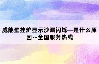 威能壁挂炉显示沙漏闪烁—是什么原因--全国服务热线