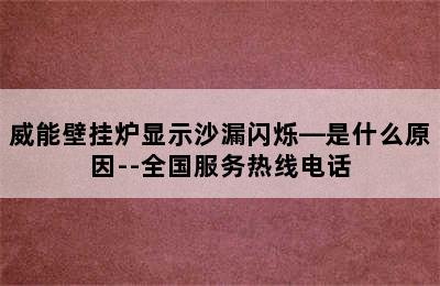 威能壁挂炉显示沙漏闪烁—是什么原因--全国服务热线电话