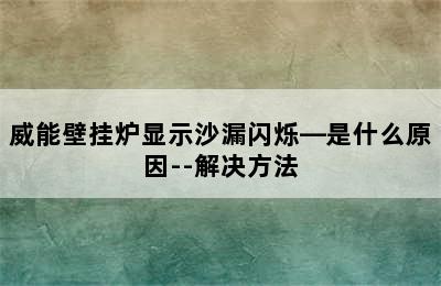 威能壁挂炉显示沙漏闪烁—是什么原因--解决方法